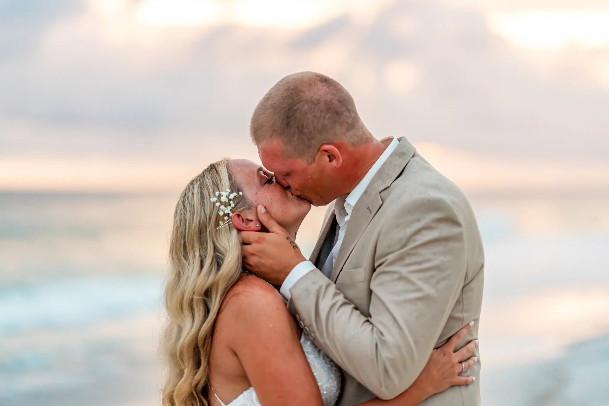 chance & sam bride and groom kissing on beach wedding photography destin fl kdh weddings