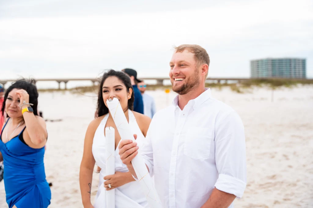 Josh and Azucena's elopement at The Pass in Orange Beach, photographed by KDH Weddings