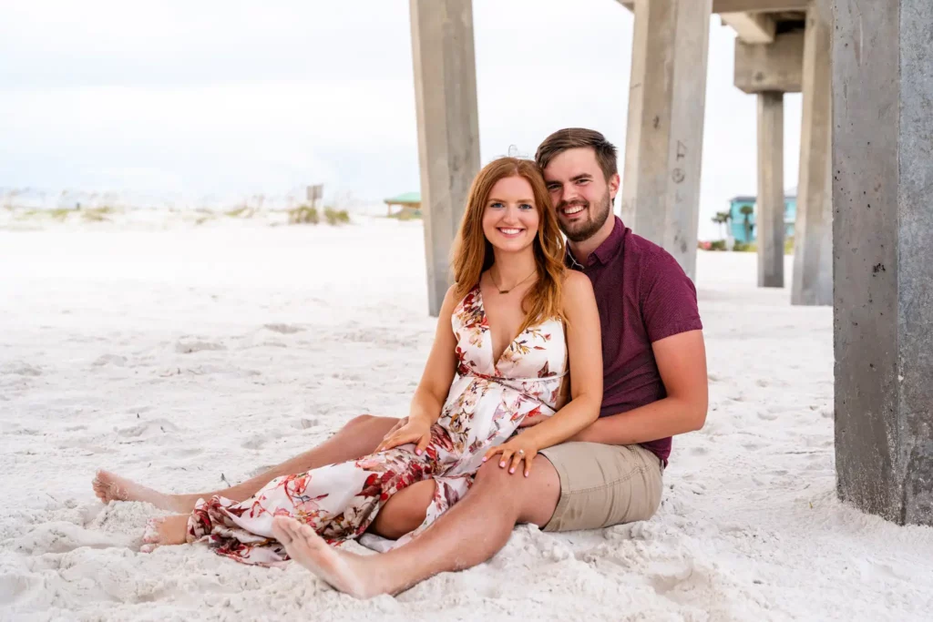 Tyler proposing to Macy on Pensacola Beach, photographed by KDH Weddings