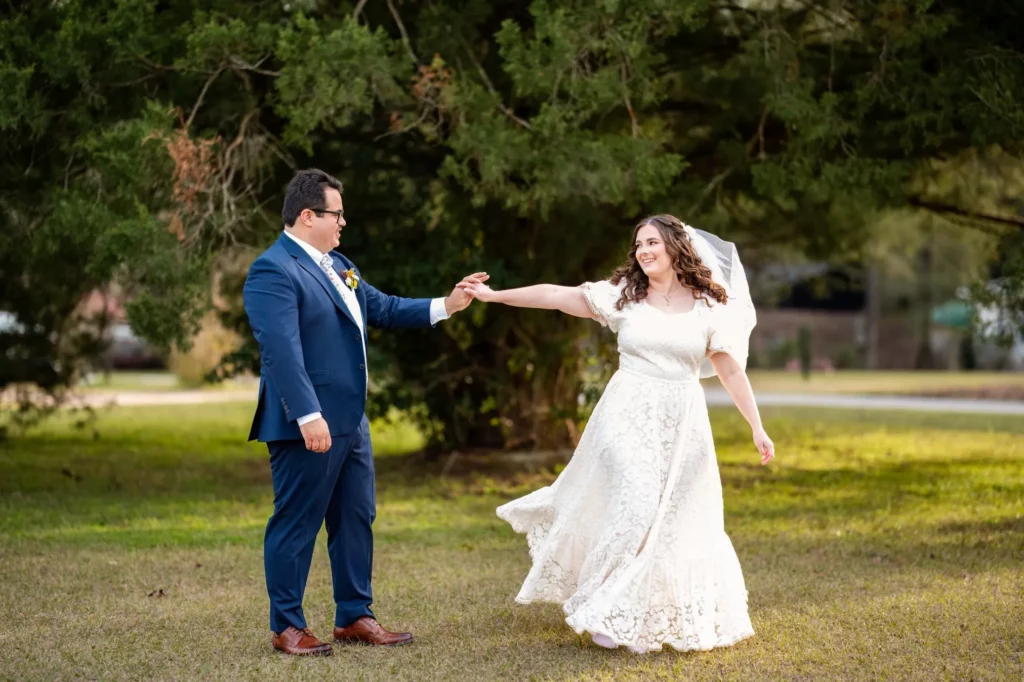 Unplugged Wedding Ceremony: Why, How and What to Say 2 husband and wife holding hands during intimate church ceremony in Semmes