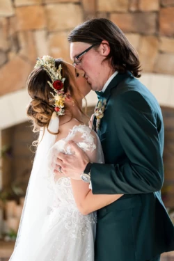 Cole & Lani’s Enchanting Wedding at Sowell Farms in Milton, FL 5 first kiss bride and groom Cole & Lani's Enchanting Wedding at Sowell Farms Milton FL KDH Weddings